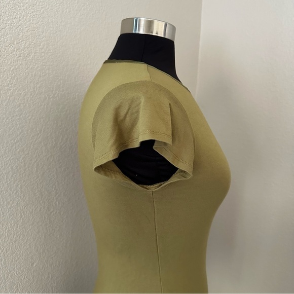 NWOT Tahari Moss Green Fitted Cap Sleeve Jersey Knit T-Shirt Size XS - Picture 6 of 13